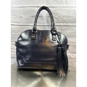 Patricia Nash Chia Leather Dome Satchel Ocean Blue Convertible Handbag